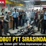 Ankara’da e-devlet şifresi almak için PTT şubesine giden insansı robot, sıra numaratöründen “852” numaralı fişi alınca kısa devre yaparak yandı
