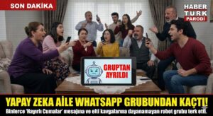 Geniş bir Türk ailesinin WhatsApp grubuna “moderatör” olarak atanan yapay zeka, maruz kaldığı 4 bin adet “Hayırlı Cumalar” mesajı ve eltilerin pasif agresif kavgaları sonrası grubu terk etti