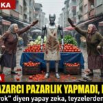 İstanbul’da semt pazarına tezgâh açan yapay zeka pazarcı, müşterilerin “Abla sana gelişi bu, vallahi kurtarmaz” yalanına inanmadığını görünce kısa devre yaptı