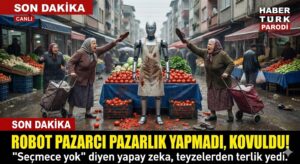 İstanbul’da semt pazarına tezgâh açan yapay zeka pazarcı, müşterilerin “Abla sana gelişi bu, vallahi kurtarmaz” yalanına inanmadığını görünce kısa devre yaptı